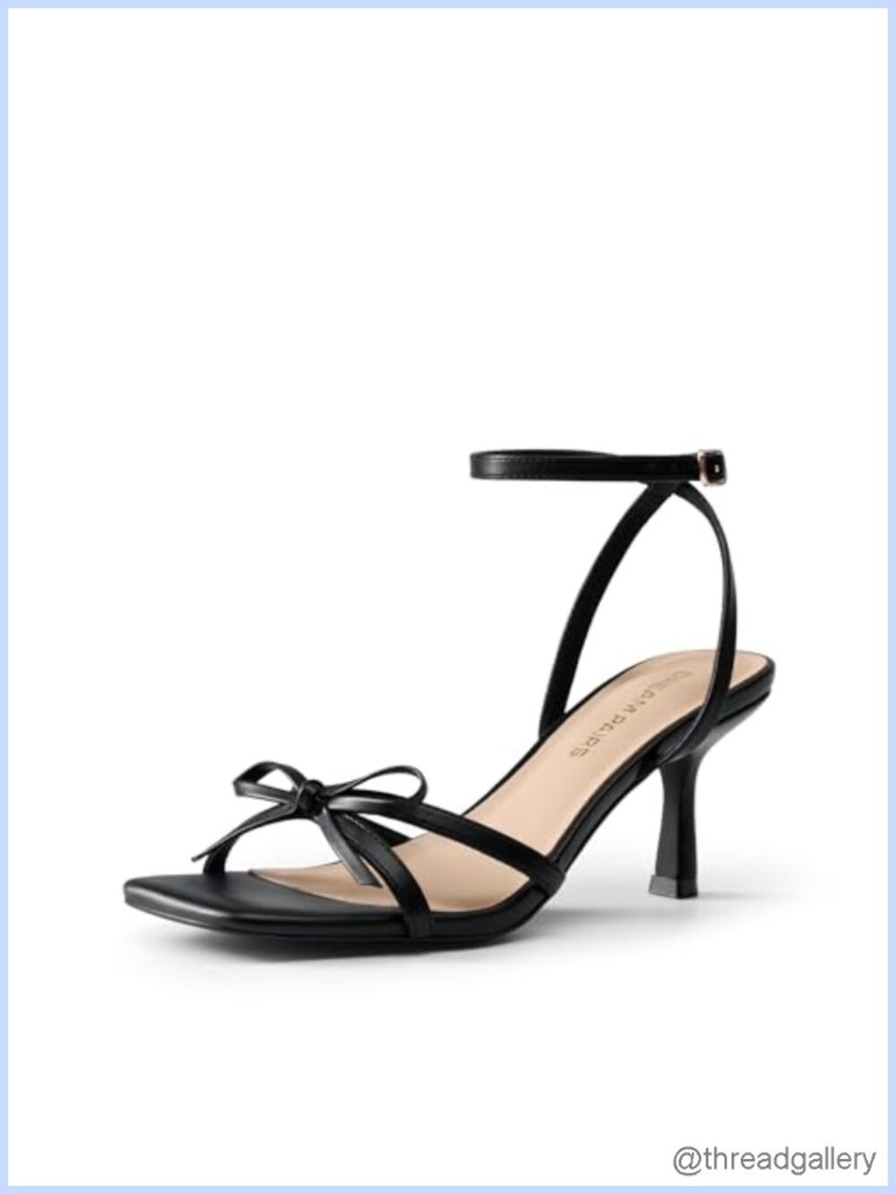 Women's Kitten Heel Sandals Square Toe Ankle Strap Heels